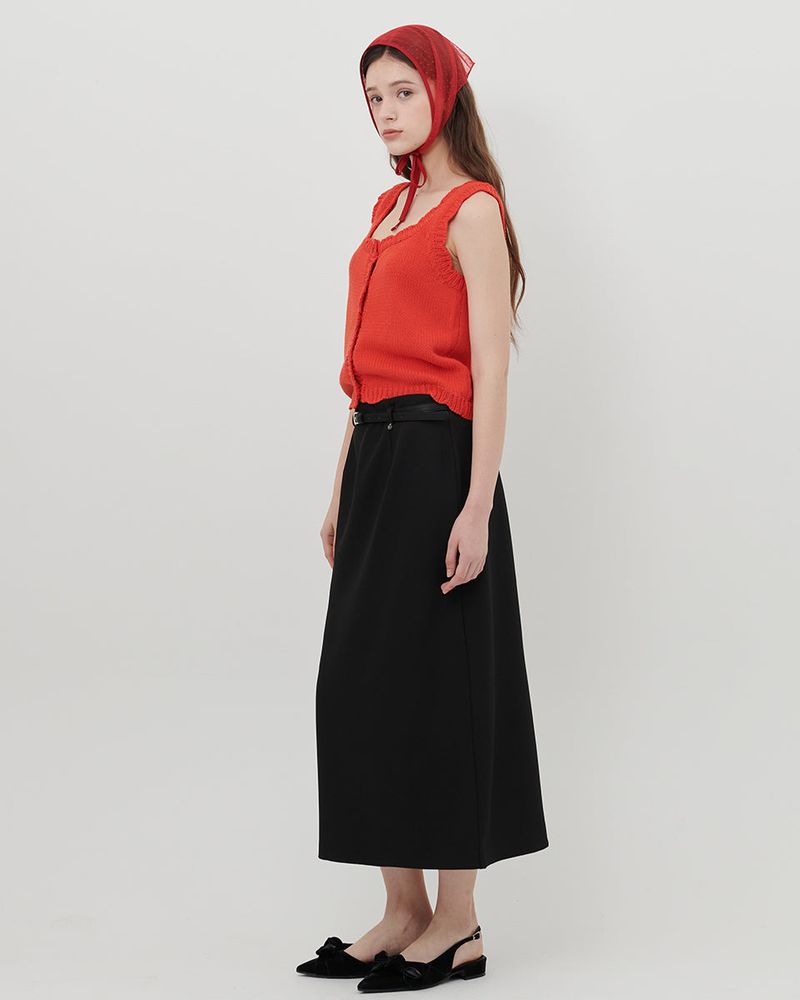 HEART SCALLOPED KNITTED TOP [RED]