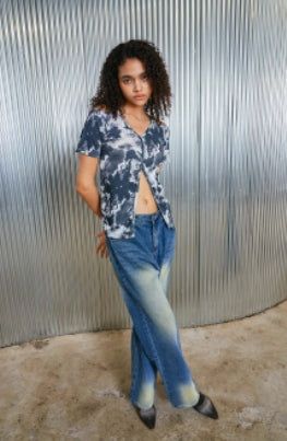 tiedye open tee_ navy