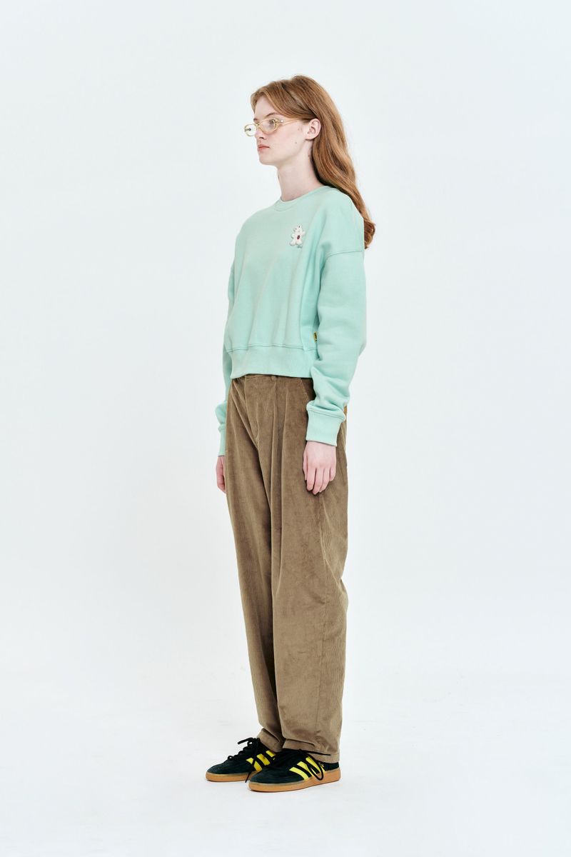 WITTY BUNNY WAPPEN CROP SWEATSHIRT [MINT]