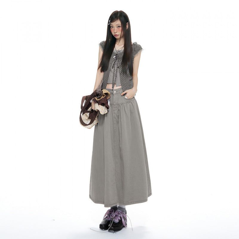 Low-Rise Denim Maxi Skirt