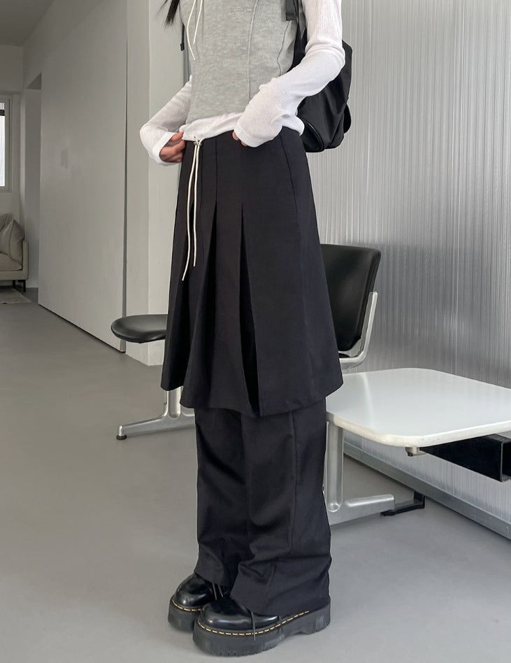 Epic Layered Pleated Skirt Pants