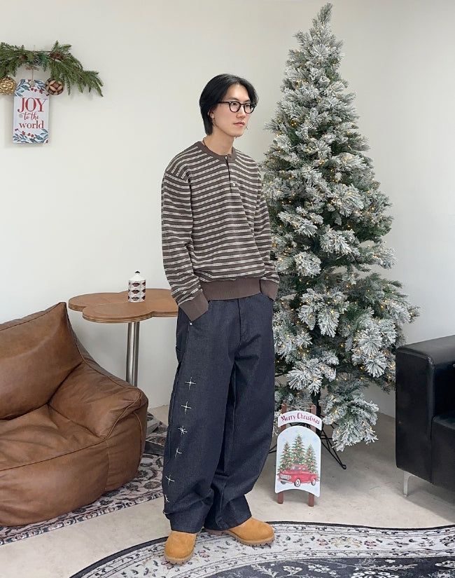 Lao Henley Neck Knit Long Sleeve