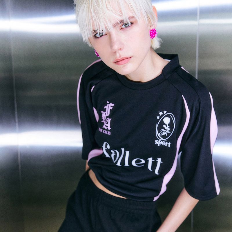 FALLETT（ファレット）の「SPORTS CLUB FOOTBALL JERSEY BLACK（Tops）」