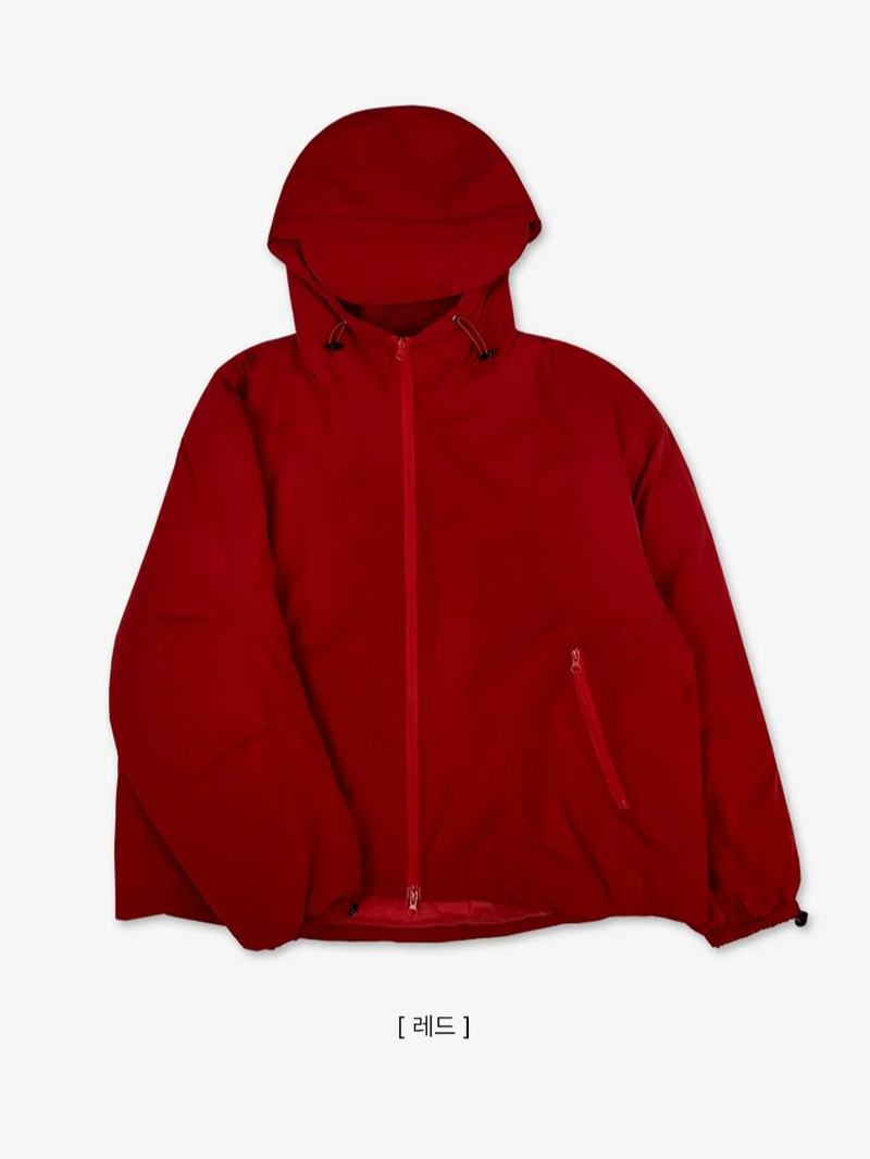 Cap hood boxy high neck padded jumper