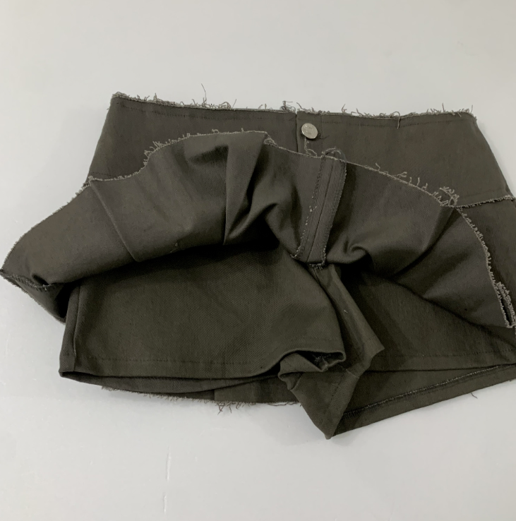 Lenny Button Low-Waist Skirt (Khaki)