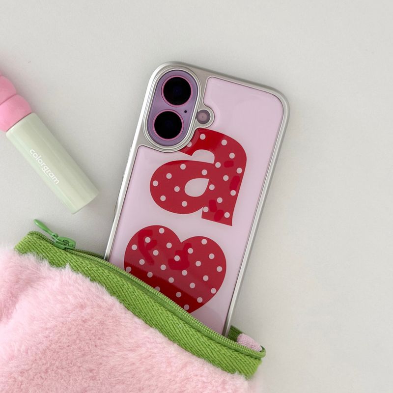 RED DOTTY LOVE PINK Silver Epoxy Case