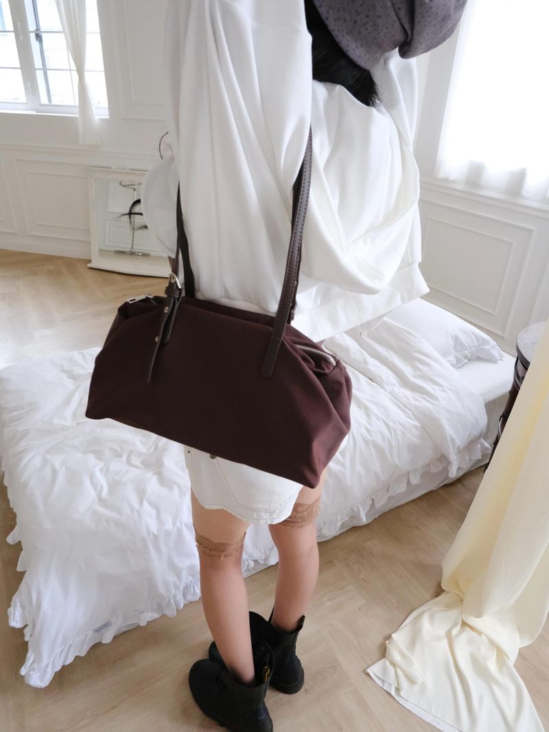 nylon eyelet shoulder bag