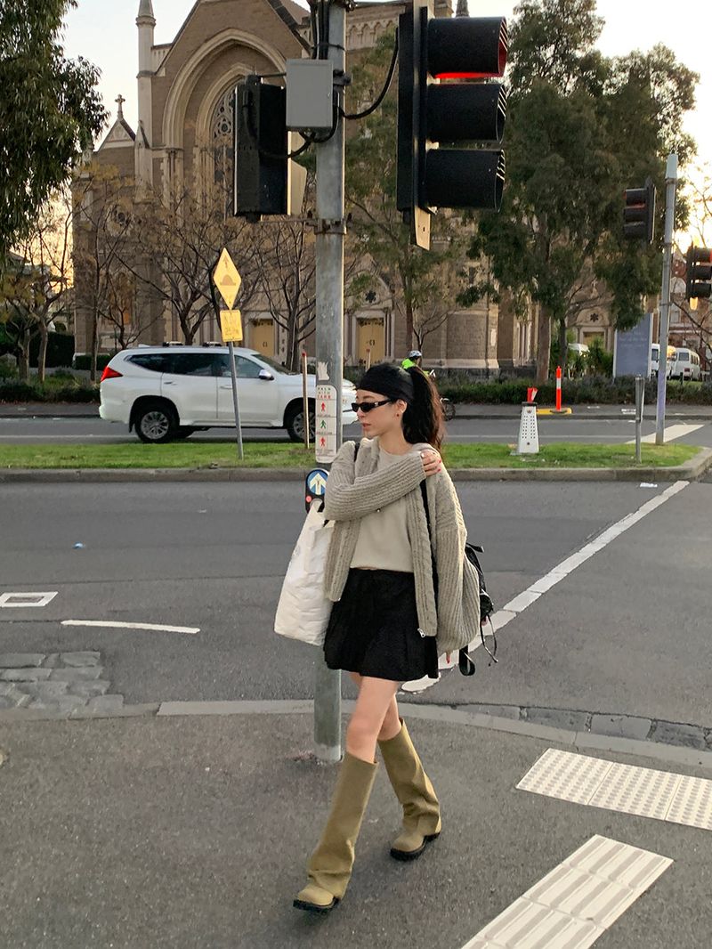 [MADE] Sorbet Twisted Knitted Hooded Cardigan