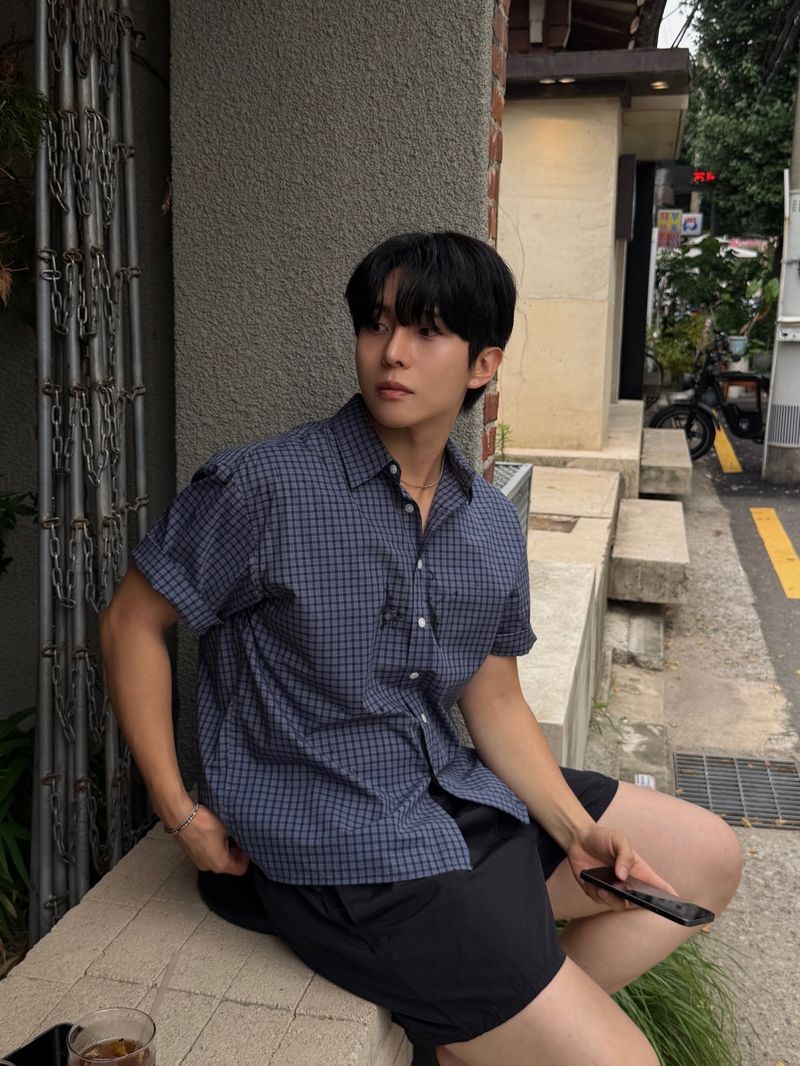 Ray crop checkered short-sleeved shirt