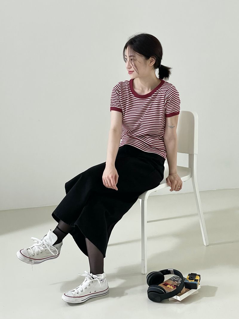 Vintage diagonal long skirt
