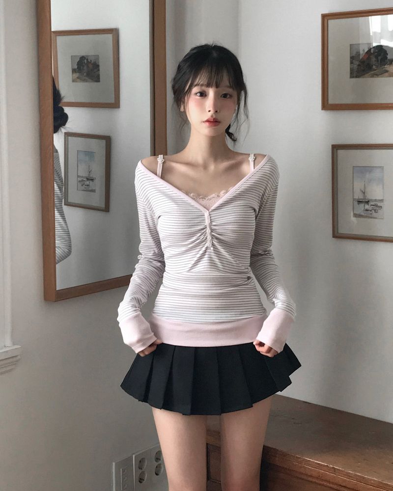 ZANNE（ザンヌ）の「[MADE] メルヴィン シャーリング ストライプ コントラスト Tシャツ（トップス）」