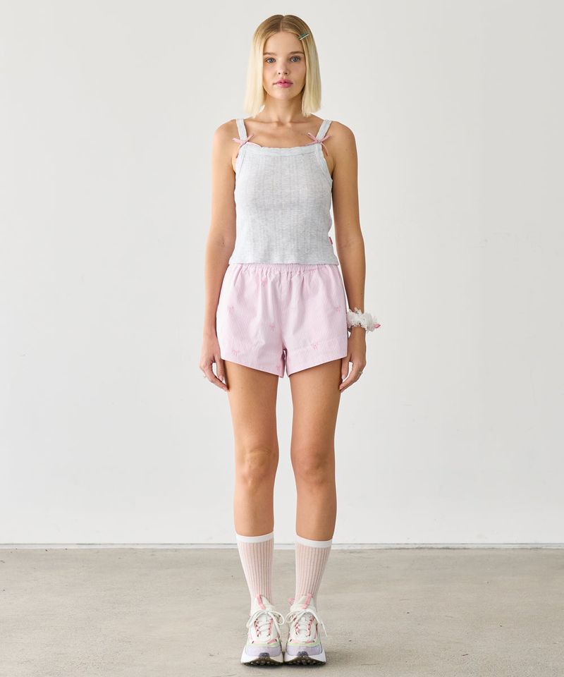 STRIPE RIBBON SHORTS PINK