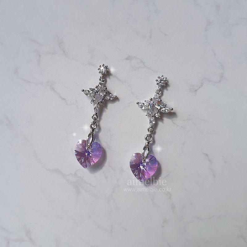 Angelic Heart Crystal Earring - Violet