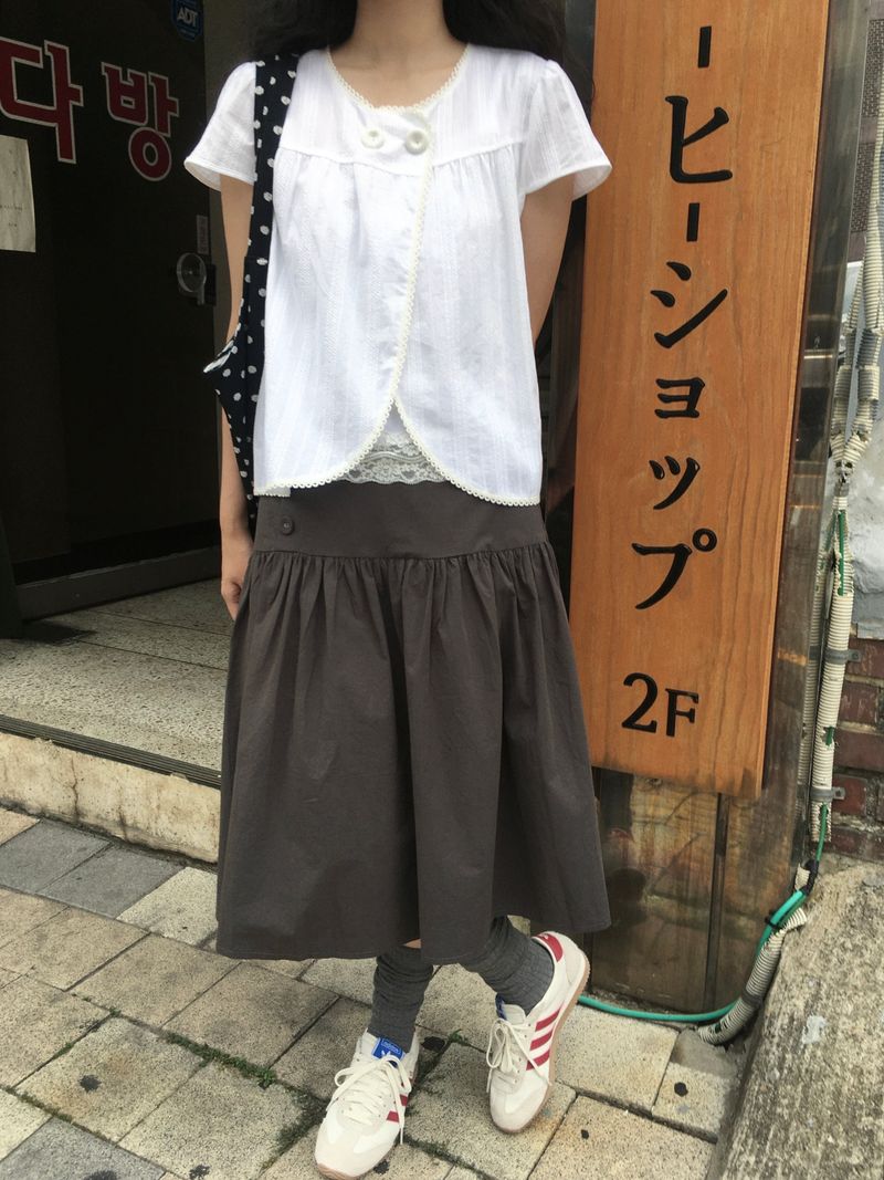 Button Midi Skirt