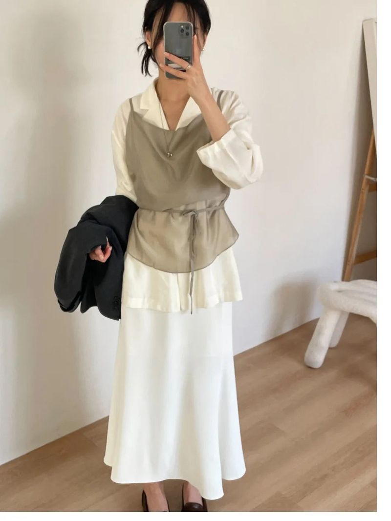 Dion Pintuck Mermaid Long Skirt