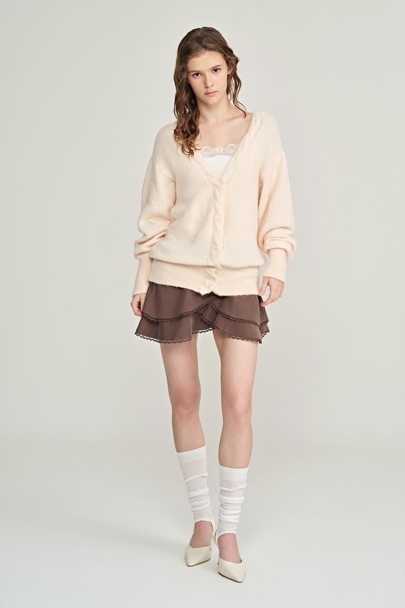 Souffle deep v-neck cardigan, Pink