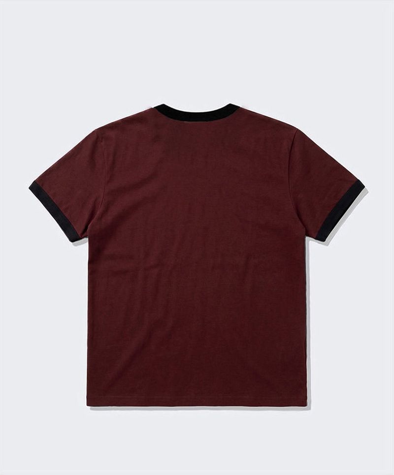 Essential Standard Short-Sleeve Ringer T-Shirt Motorcycle Burgundy