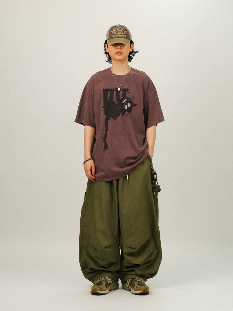 MM Pigment Washing Cat Half T