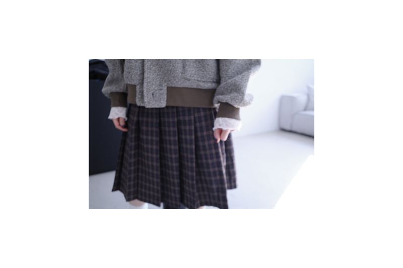 Hose check pleats midi sk (2color)