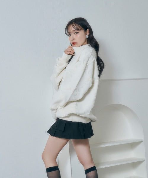 UNISEX モノグラムハーフジップニット