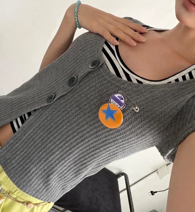 3-BUTTON PUNCHING CARDIGAN