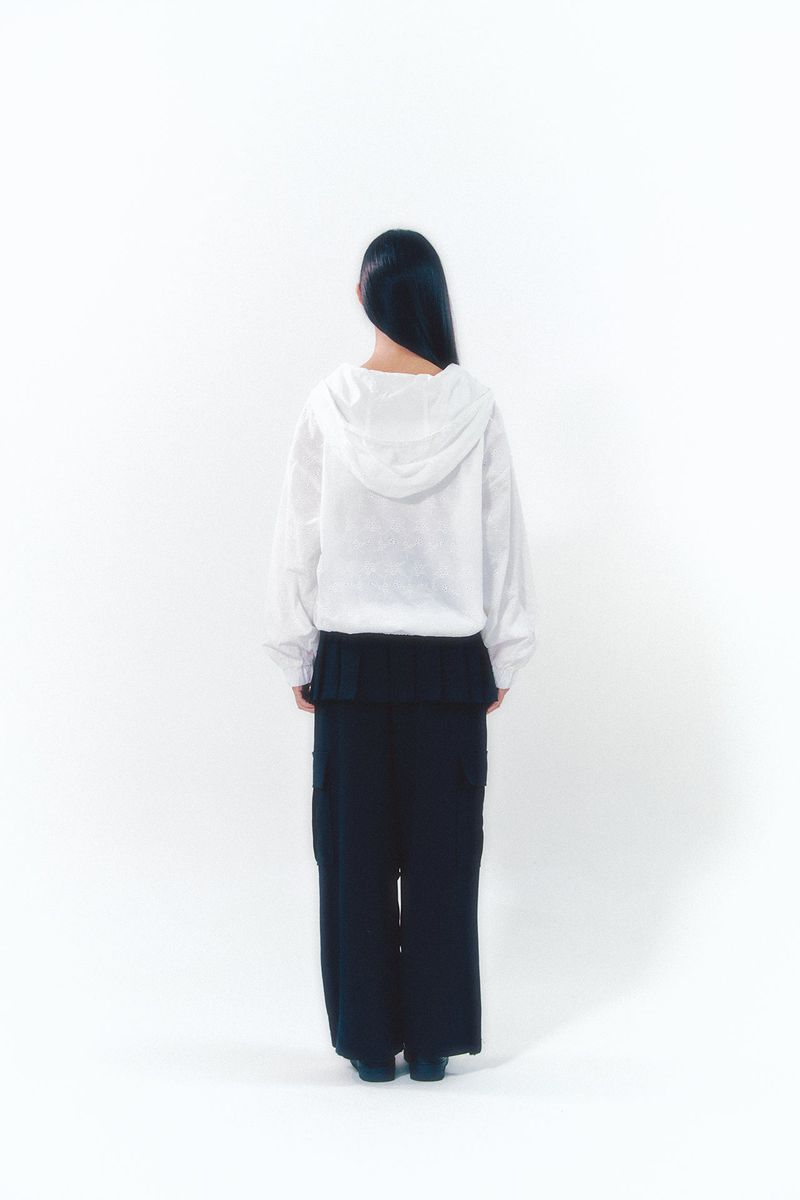Pleats Skirt Cargo Pants Set Black