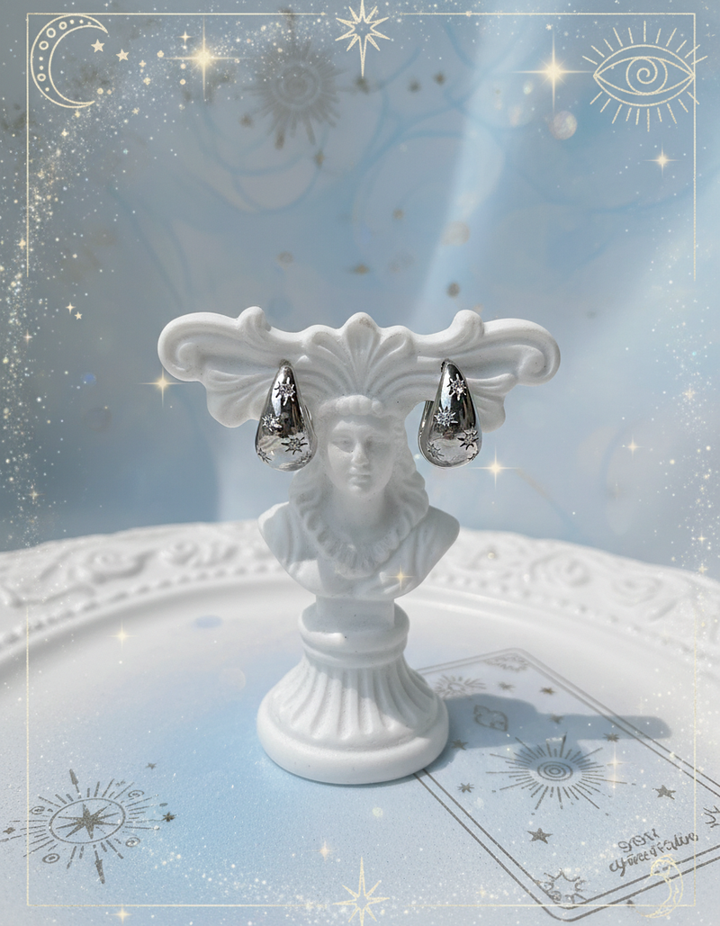 [ITZY Yuna Piercing] Tarot Star Huggies Piercing - Silver Color