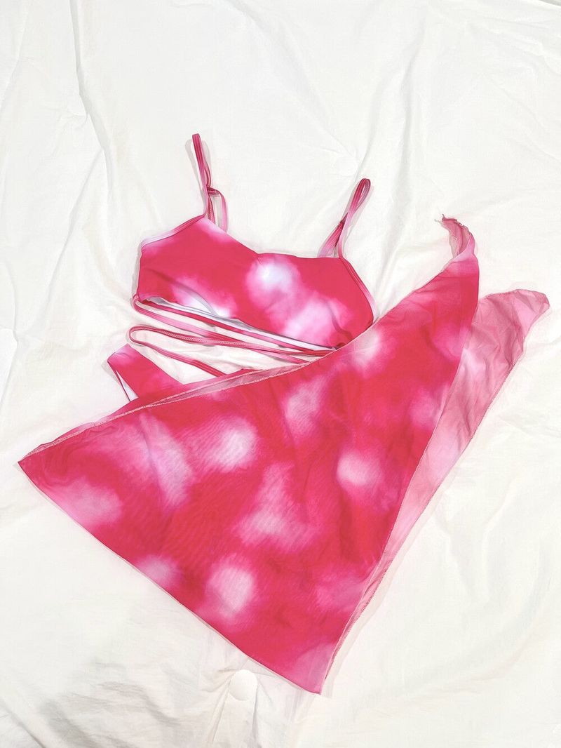 1006. Darling tie-died bikini 3pc (pink)