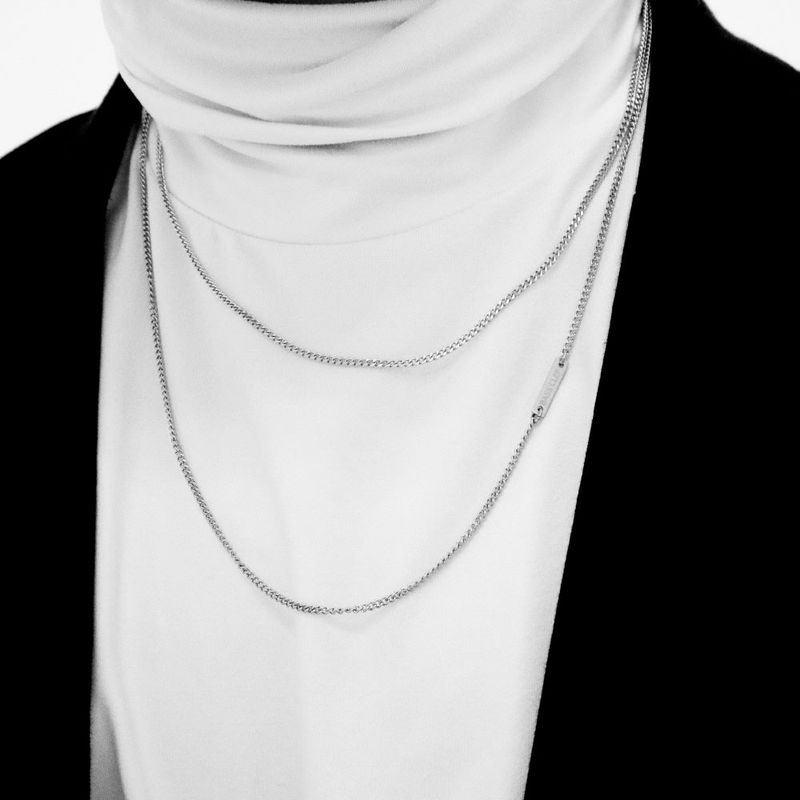Men's two-line necklace stainless steel simple design_CLEF CLEAN LINE NEC