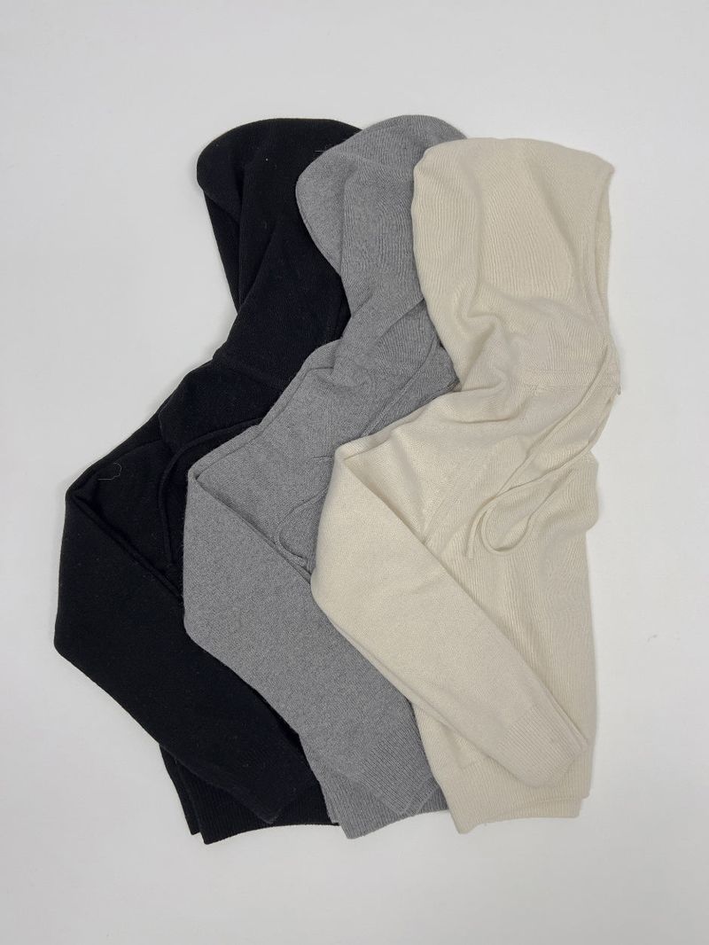 [wool 55%] Mini Hole Raglan Hooded Knit