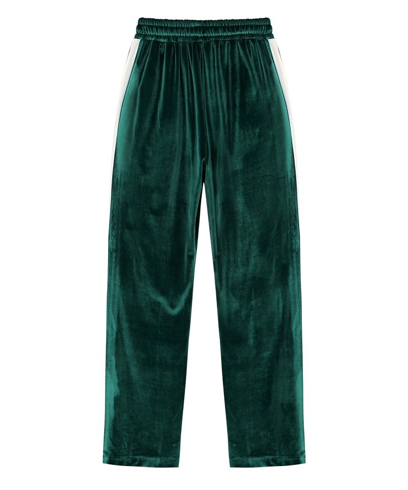 velvet lining track pants - GREEN