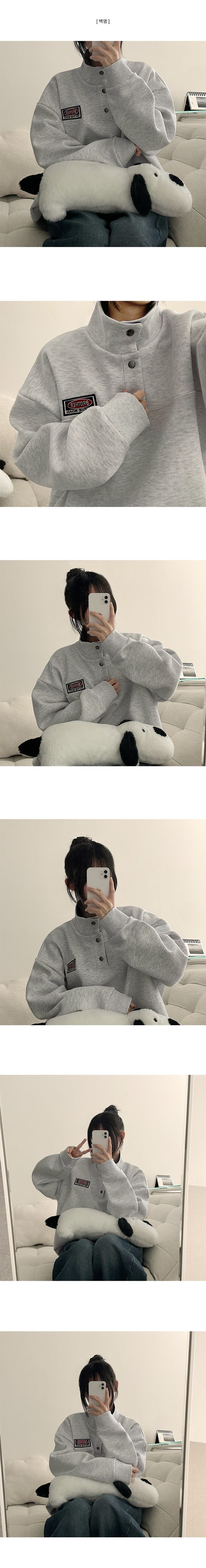 Mile Snap High Neck Patch Color Matching Sweatshirt