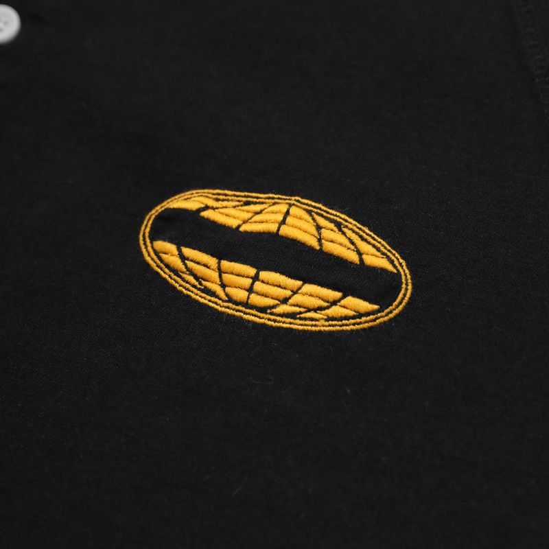 EMBROIDERED HENLEY LONG SLEEVE - BLACK
