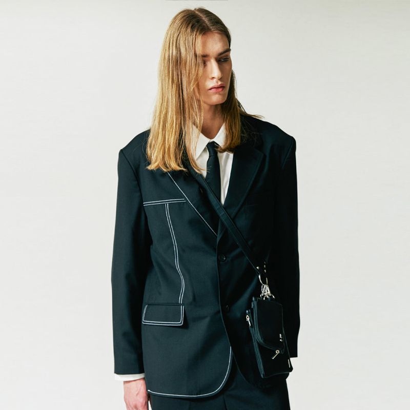 Half stitch single blazer black
