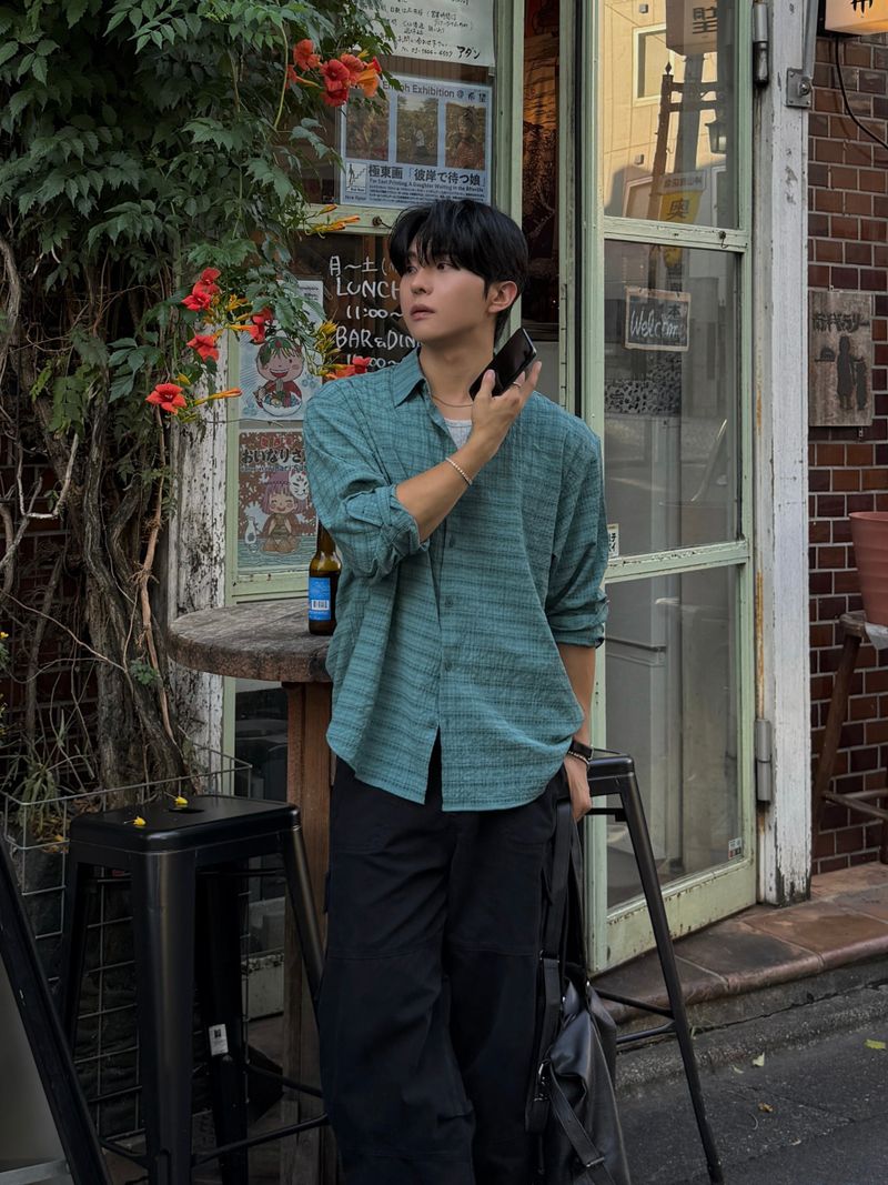 Suede check shirt