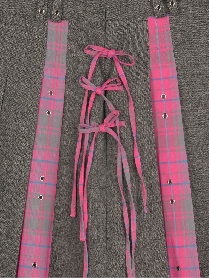 PLAID PLEATED MIDI SKIRT (PINK)