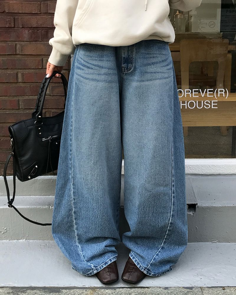 [ORIGINAL] Crew Contrast Wide Denim Pants