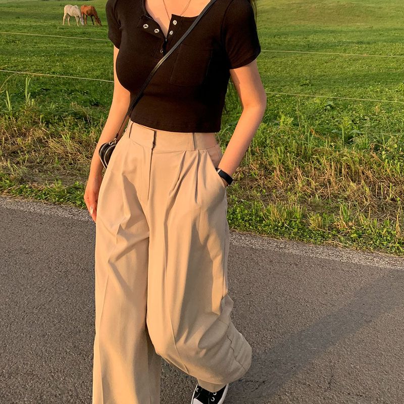 [Bellide made / Short, Long] Summer version two-pintuck wide slacks