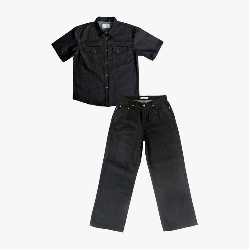 Leaf denim western short sleeve shirt