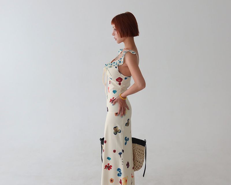 May Flower Slim Maxi Long Dress