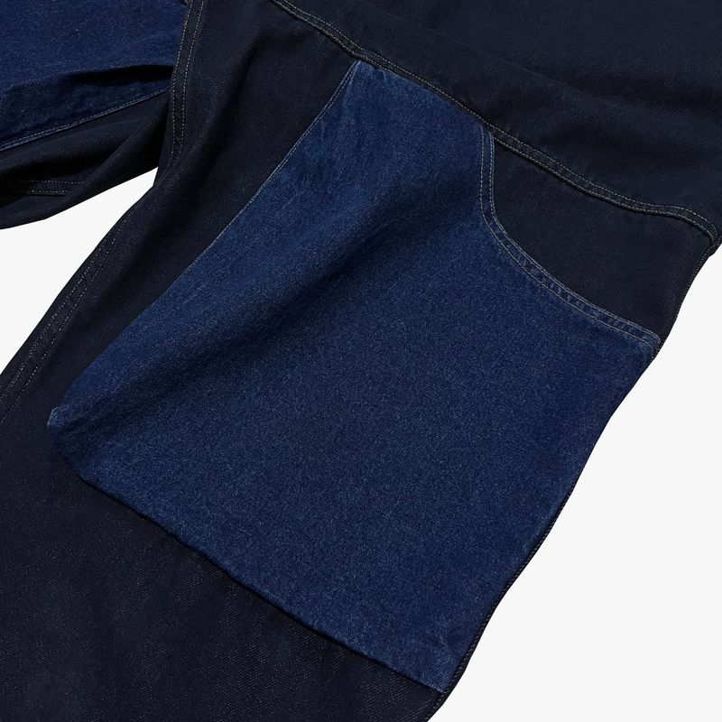 panel mix denim wide pants_blue