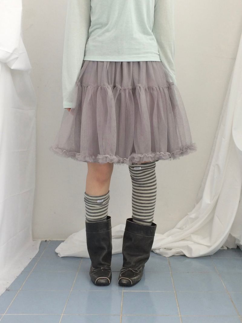 soft shirring frill skirt