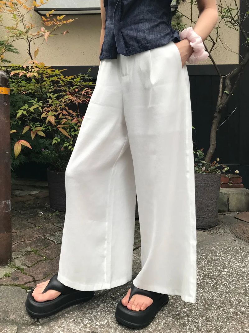 Mille Back Banding Wide Pintuck Long Pants