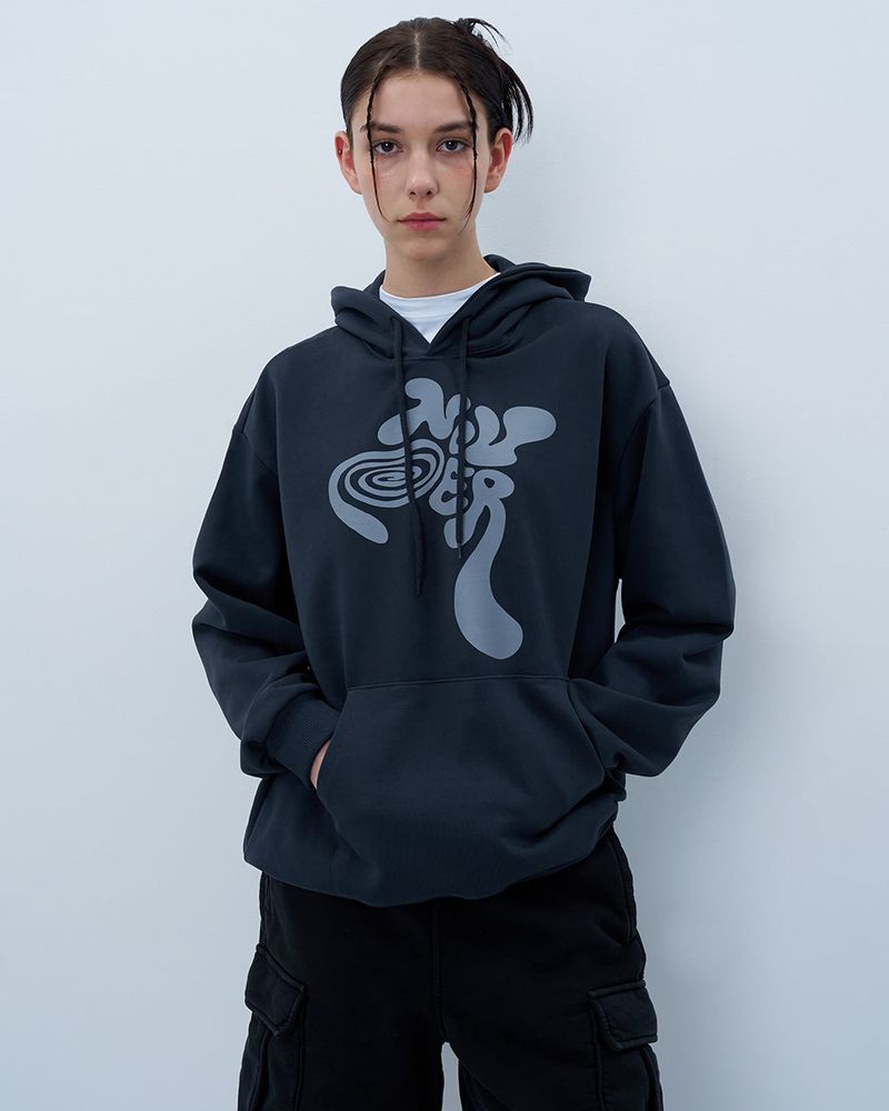 TWISTED LOGO HOODIE-CHARCOAL