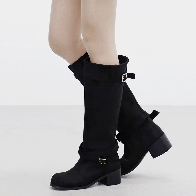 Demin Belt Suede Boots