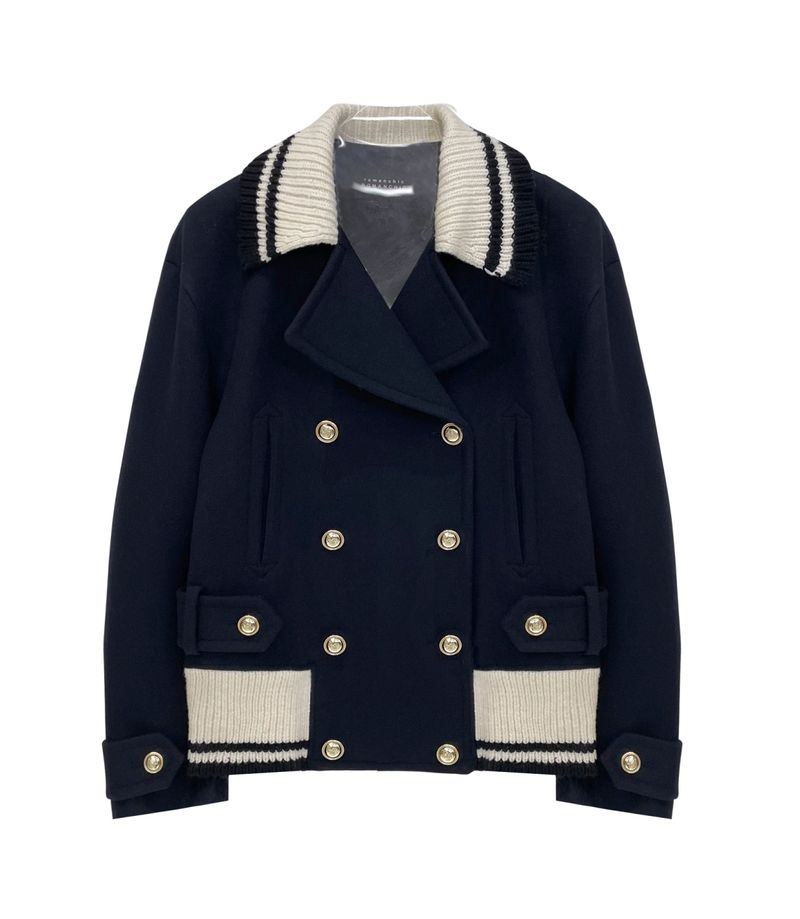 Knit collared coat