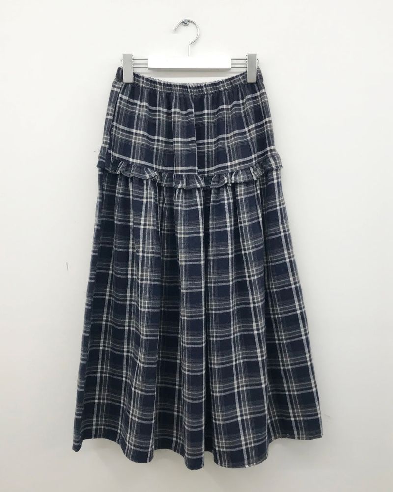 Bella Checkered Long Skirt (2color)