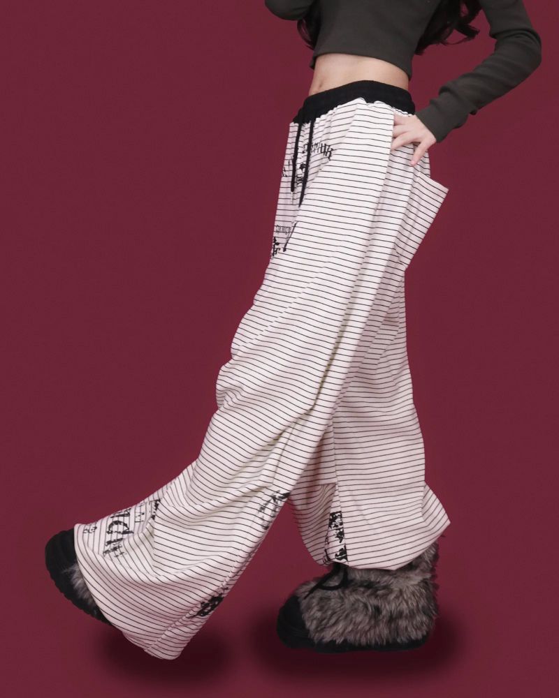 action striped wide pants (2color)