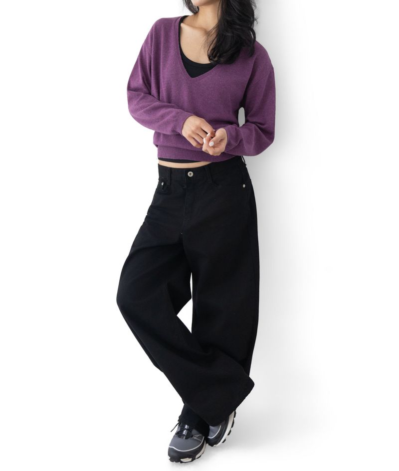 Bamboo Deep V-Neck Knit Top