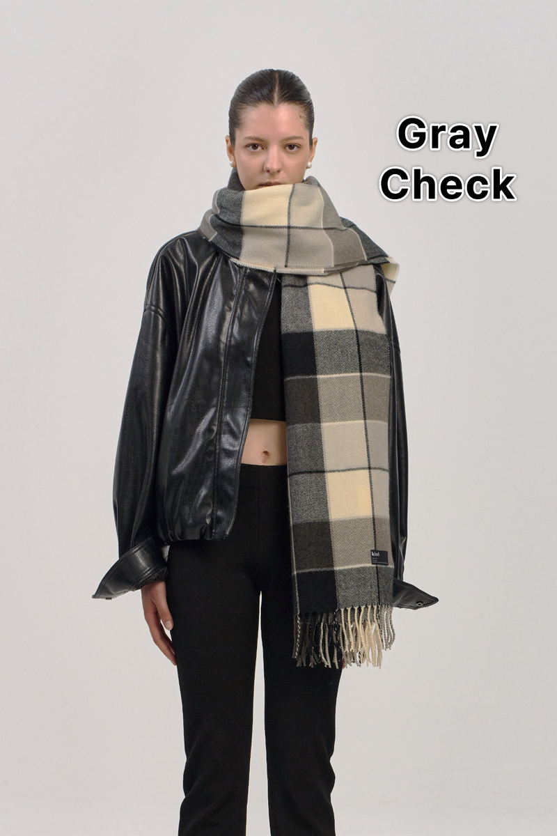 Checked muffler winter scarf (12COLOR)